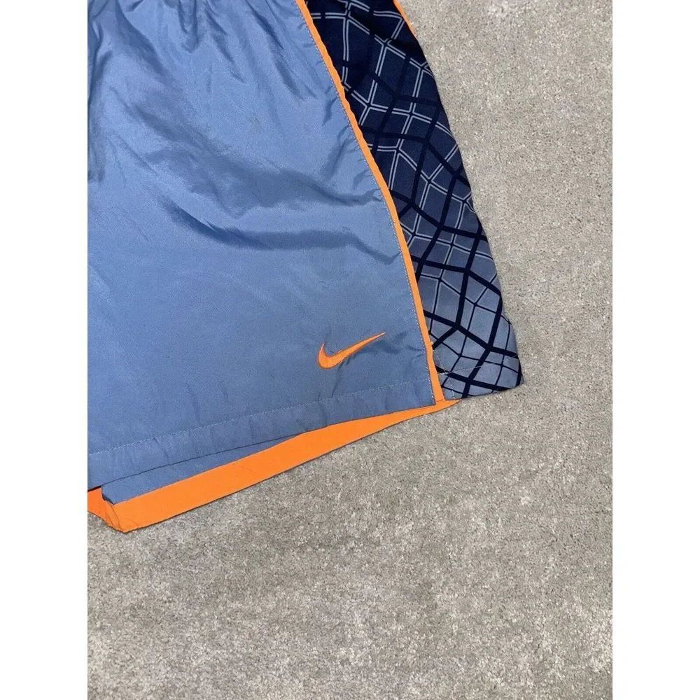 Nike Womens Athletic Running Shorts blue orange Trim Size m 531774-494‎ VTG
